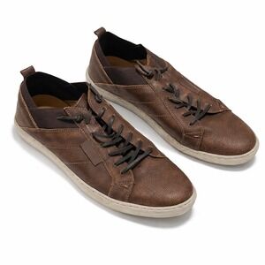 GBX Mens Brown Pebbled Leather Fashion Sneakers 530042 Low Top Shoes Size 10 M